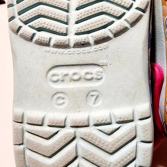 Crocs Light Blue Pink Unicorn Light Up Hearts Rubber Clog Shoe Baby Size 7 - Picture 10 of 10